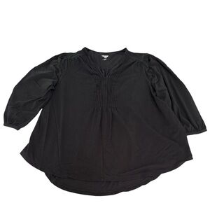 Lands' End Black 3/4 Sleeve Blouse